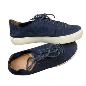 Frye Navy Suede Low-Top Sneakers with Off-White Sole